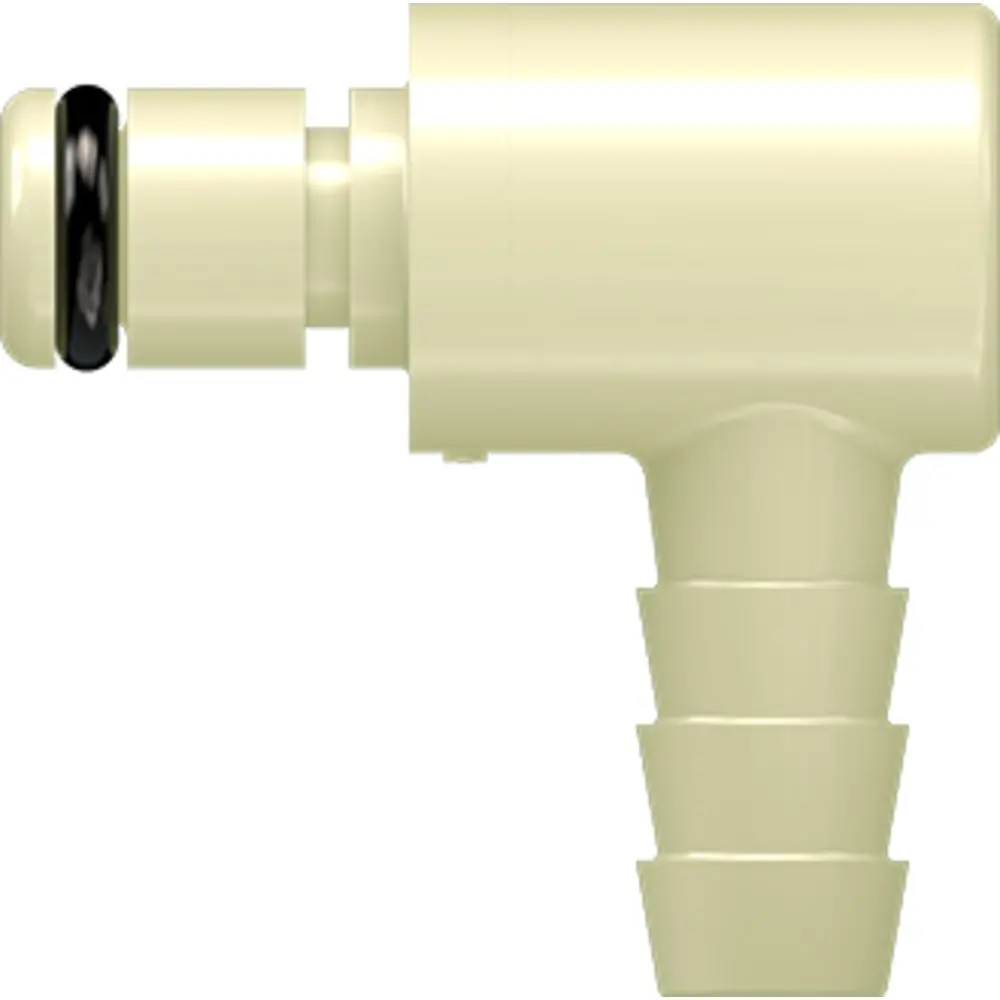Linktech 20Pp Series Elbow Male, Non-Valved, 1/4" Hb, Molded Almond Color, Polypropylene, Epdm 1