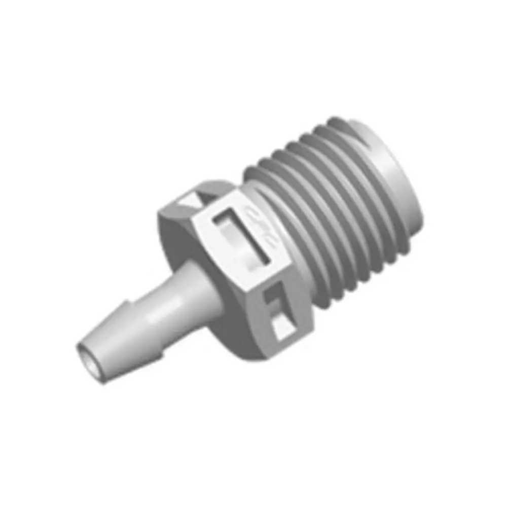 Fitquik Polypropylene Thread To Tube Straight Fitting - 1/4 Npt To 3/16 Id Barb 1