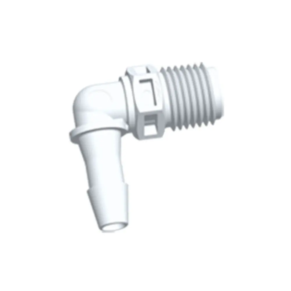 Fitquik Nylon Thread To Tube Elbow Fitting - 1/4 Npt To 1/4 Hose Barb 1