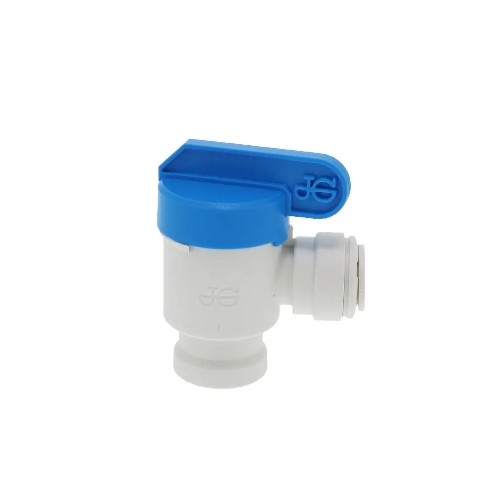John Guest Shut-Off Valve-Polypro Elbow - 3/8 Tube X 1/4 Nptf 1