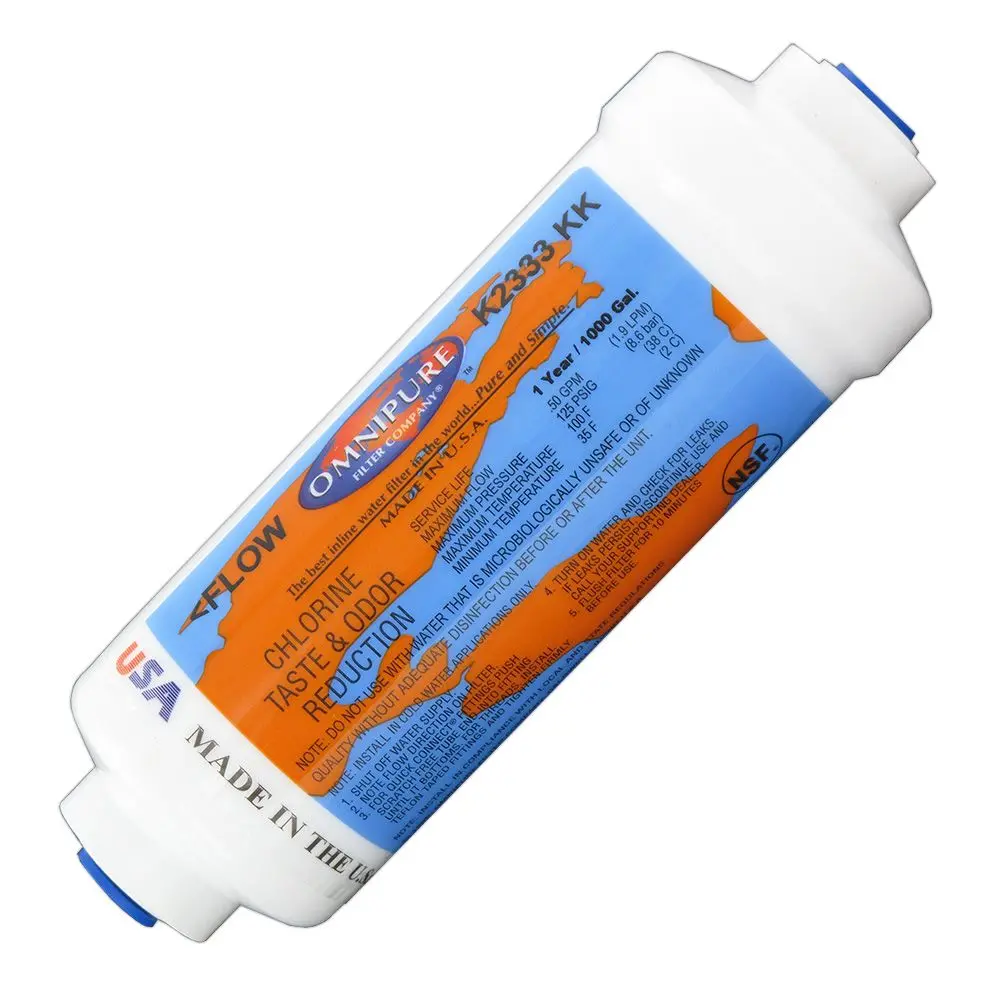 Omnipure K2333-Jj/K2340-Jj Inline Gac 6" X 2" Postfilter 1/4 Tube Enviropure® Maxpro®  100 Compatible - 1/4" Push-In 1