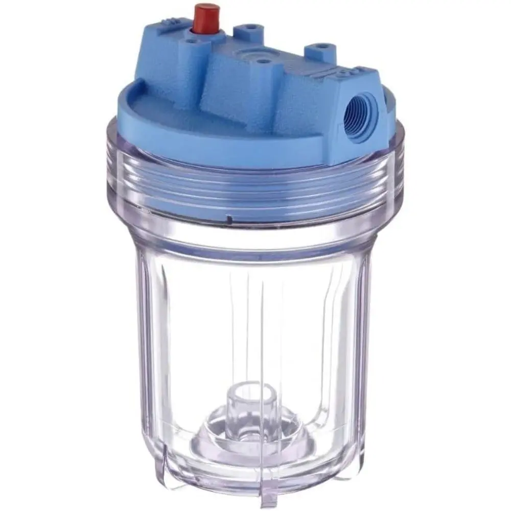 Pentek 5” Slim Line Water Filter Housing, Clear/Blue With Pr, 1/2” 1