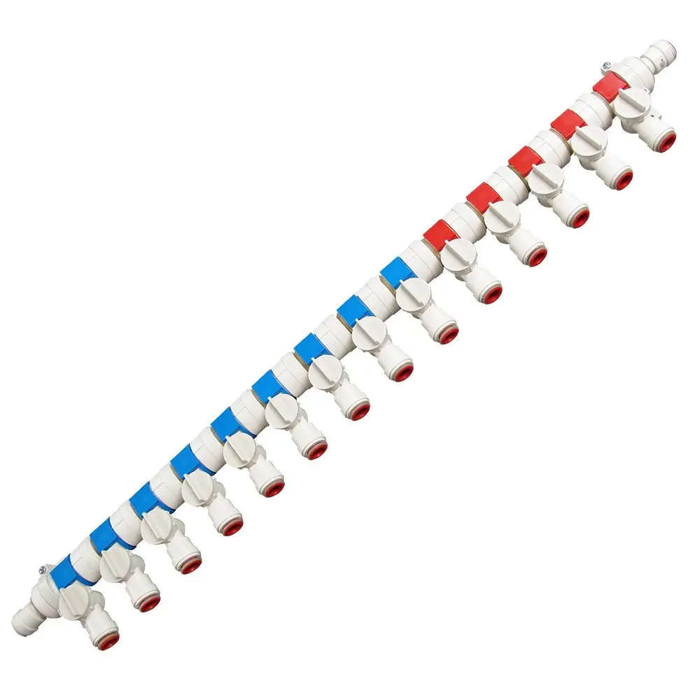 Watts Aqualock/Seatech - Single Side 14 Port Manifold 9 Cold 5 Hot - 1/2" Cts Inlet/Outlet 1