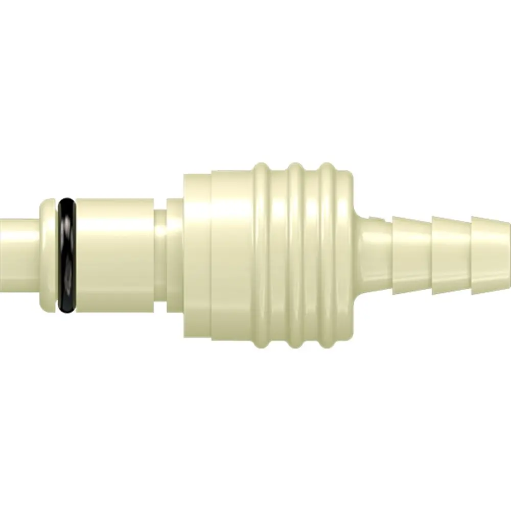 Linktech 40Pp Series Straight Male, Valved, 1/4" Hb, Molded Almond Color, Polypropylene, Epdm 1