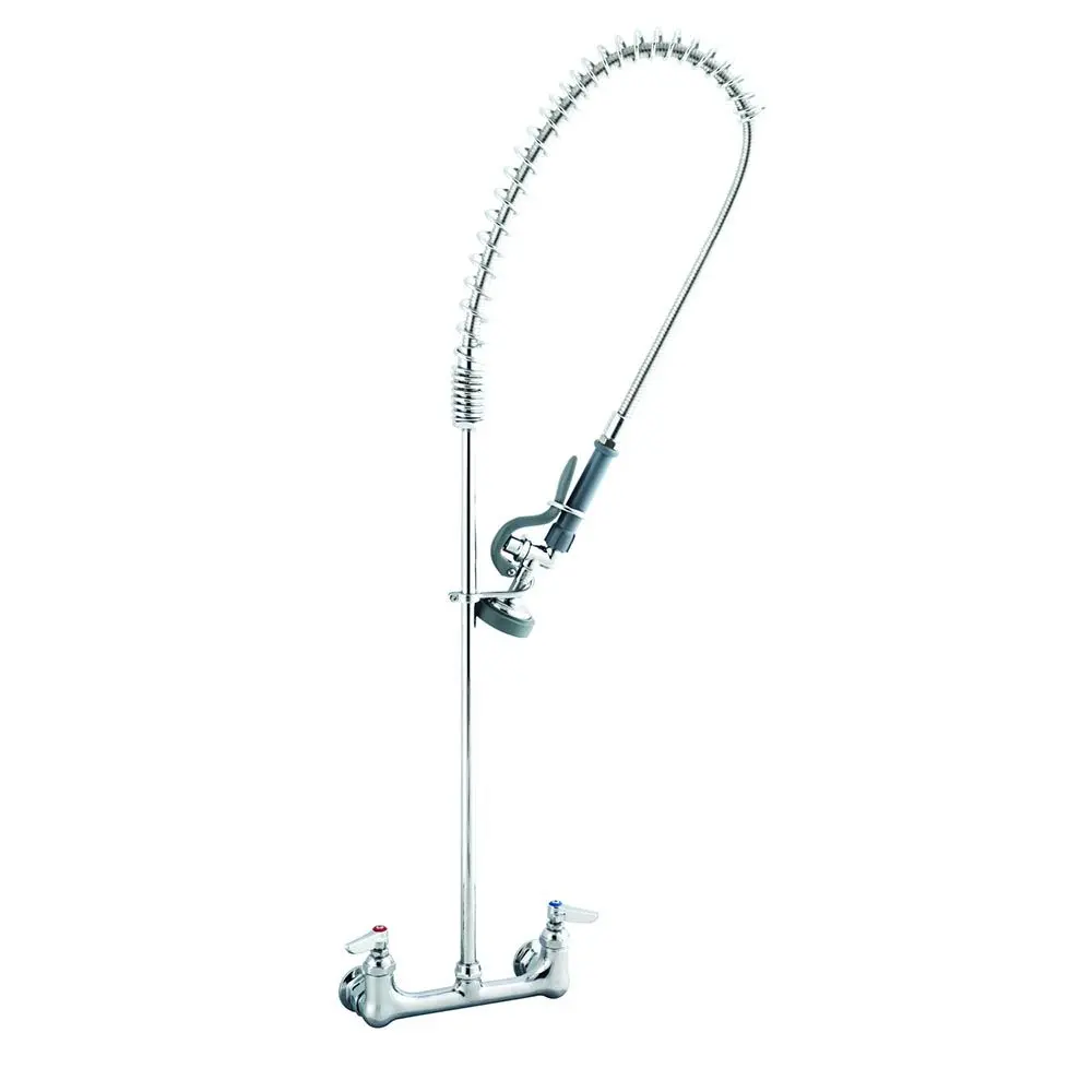 T&S Brass B-0133 Easyinstall Wall Mount Pre-Rinse Faucet W/ 8" Centers, 35-1/2" H, Without Wall Bracket B-109-01 1