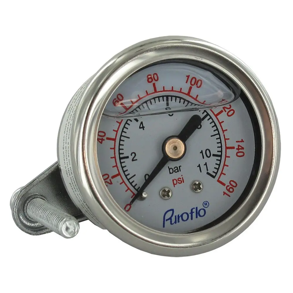 Puroflo Center Mount 1.5" Stainless Pressure Gauge 0-160 Psi 1/8" Npt 1