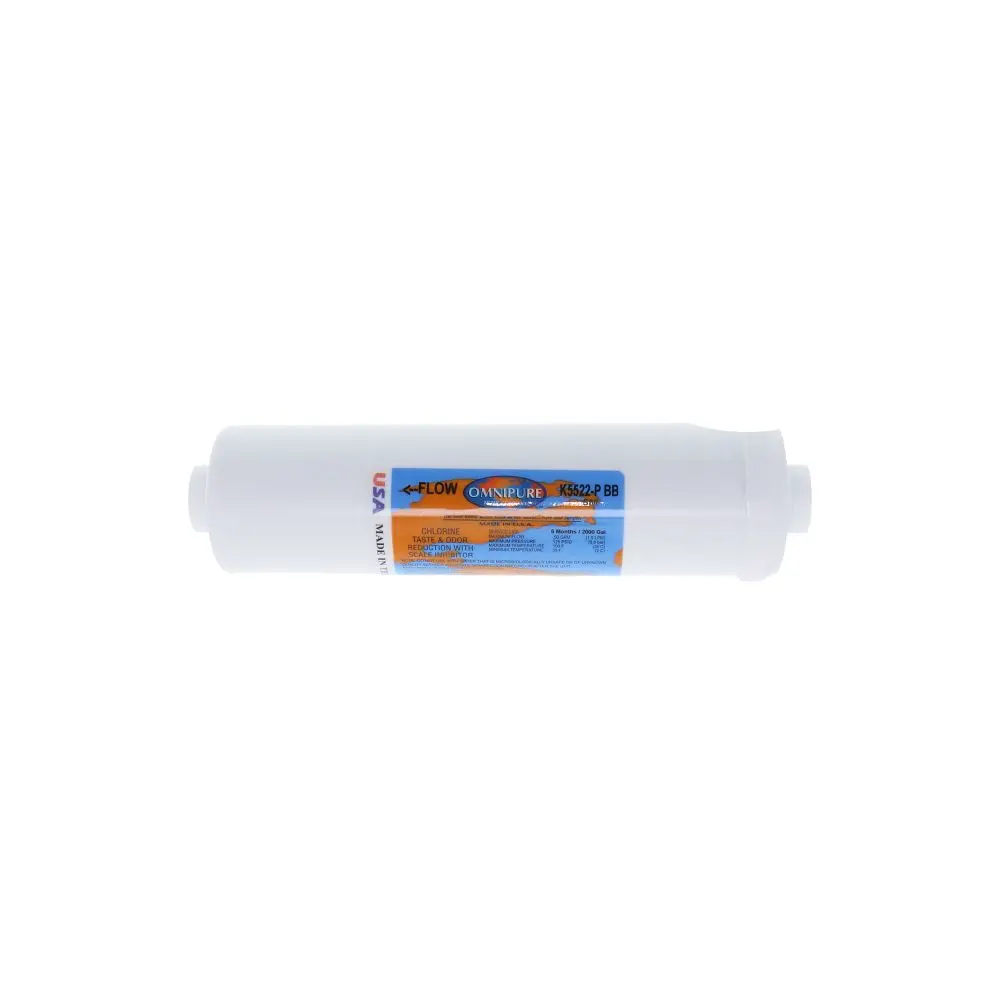 Omnipure Inline K5522-P-Bb 5 Mic Carbon Block Cto (W/ Scale Reduction) - 10" X 2.5" Filter - 1/4" Fpt 1