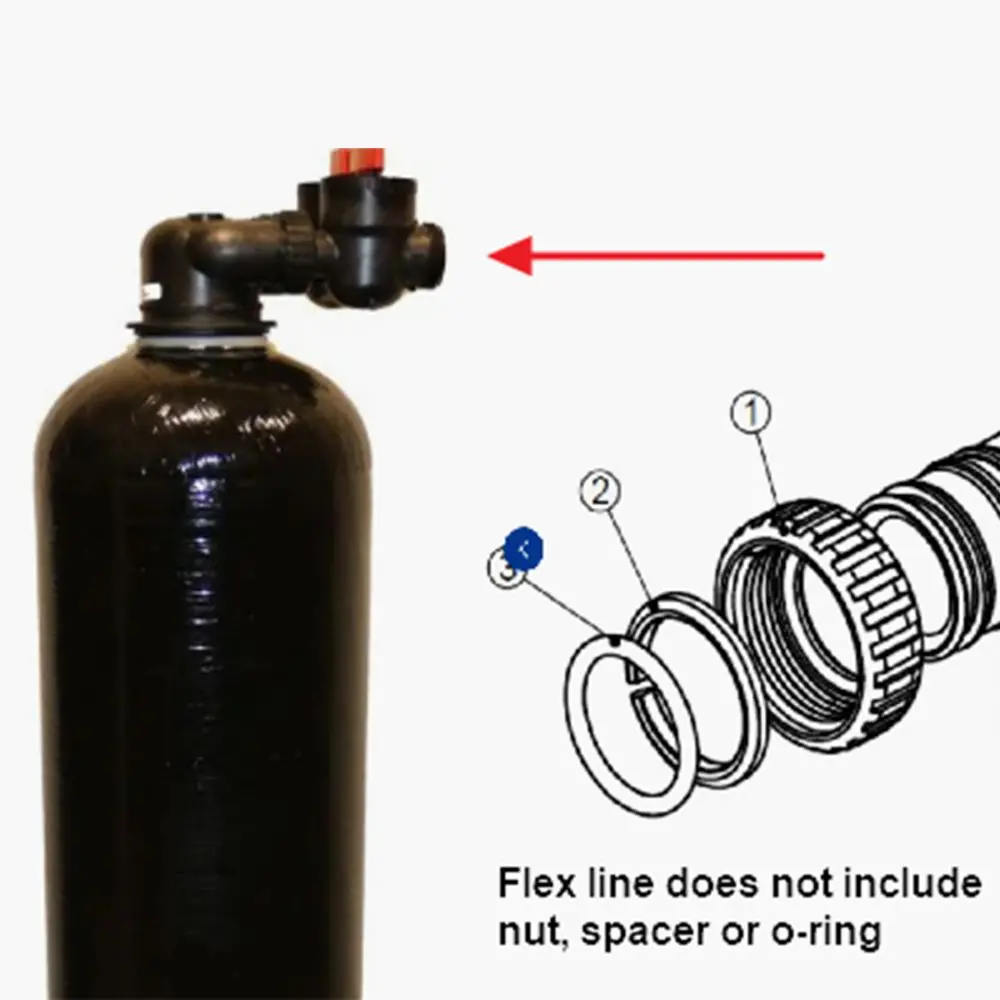 Flexible Stainless Steel Water Softener Connector – Clack Valve Connection By Qc X 24” 3
