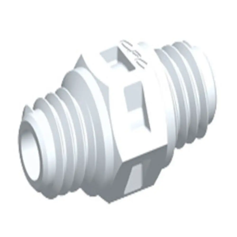 N3230 Nipple Fitting White Nylon Tapered 10-32 X Tapered 10-32 1