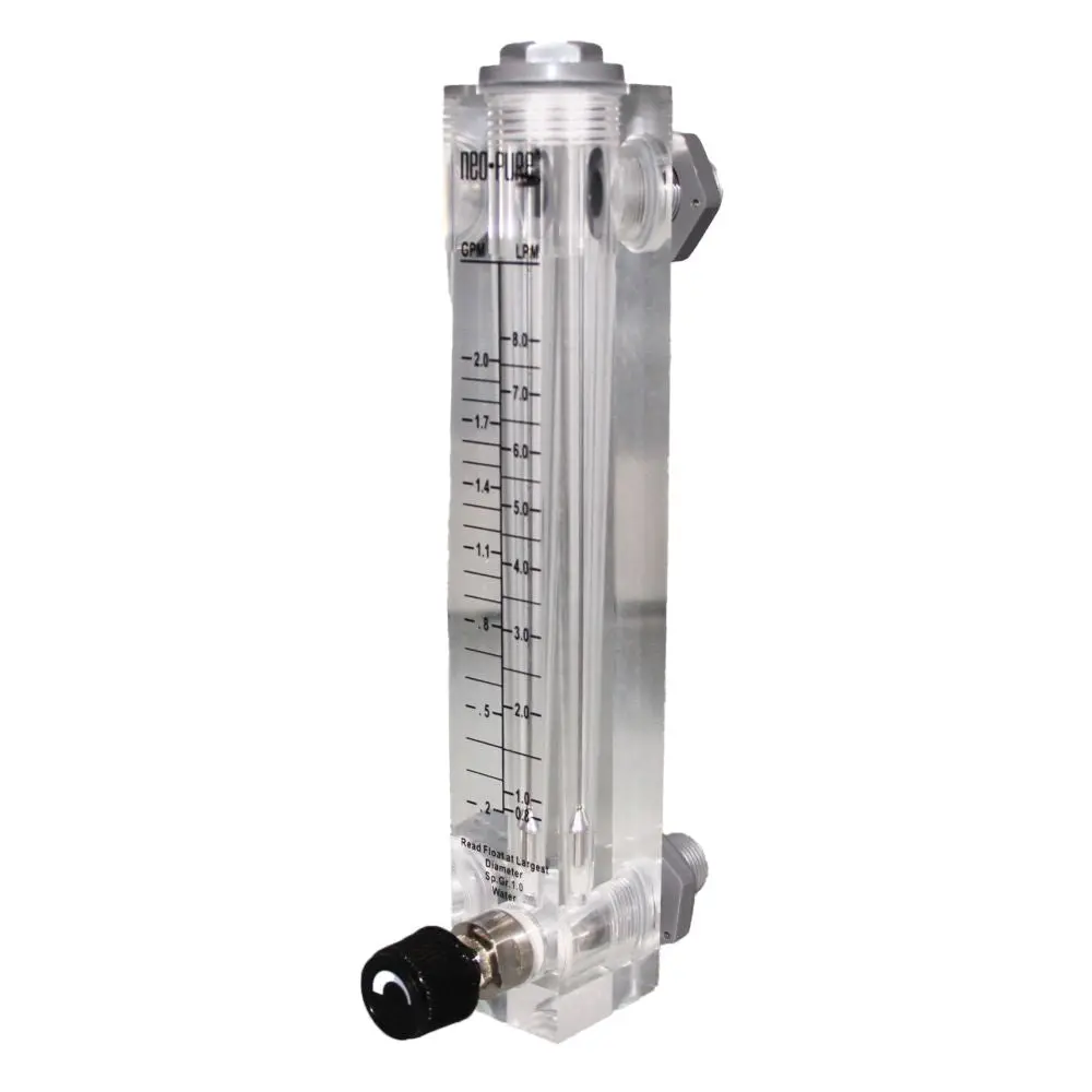 Neo-Pure Adjustable Panel Mount Flowmeter 0.2-2Gpm 3/8" Mnpt 1