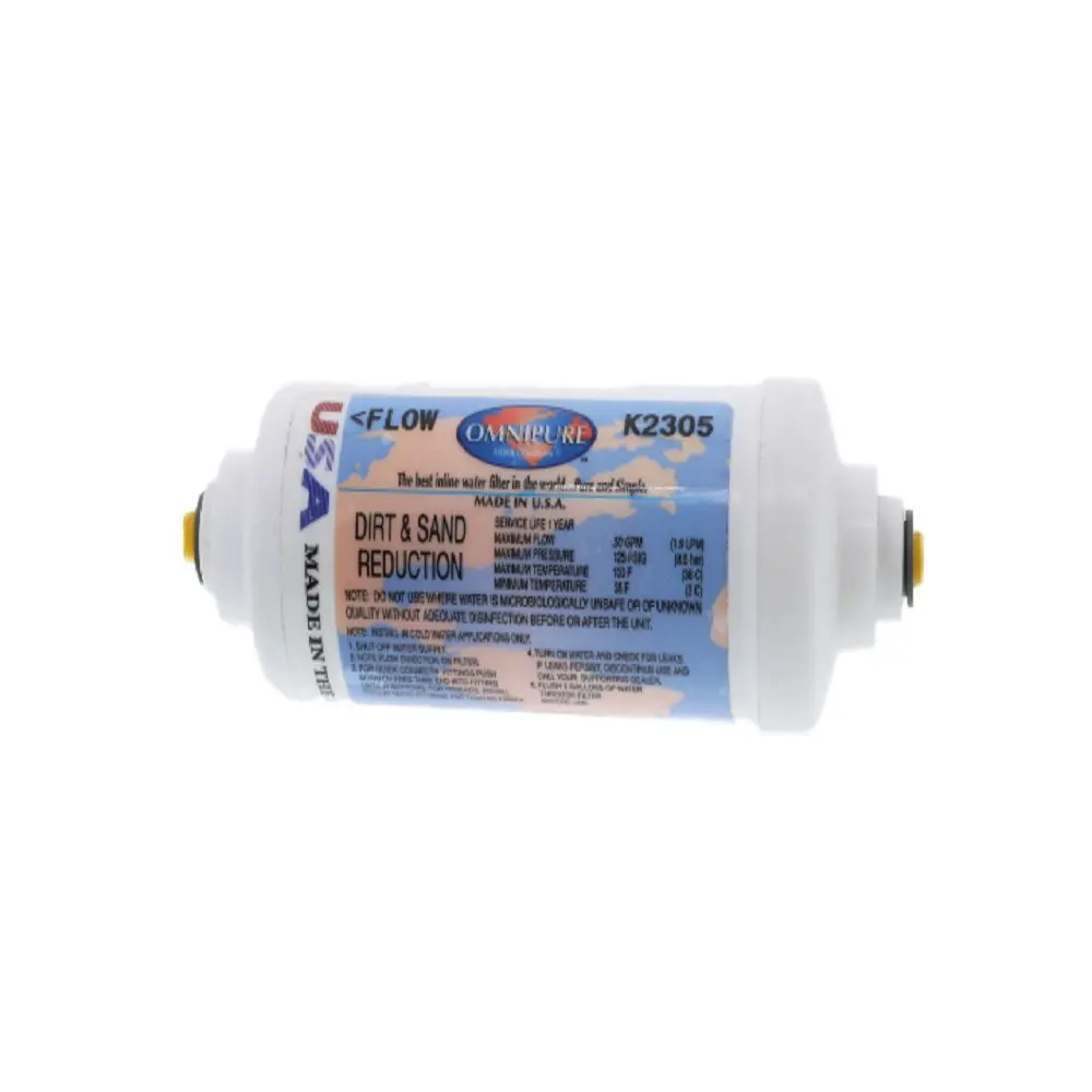 Omnipure Inline K2305-Kk 5 Mic Sediment Prefilter - 6" X 2" Filter - 3/8" Quick Connect 2