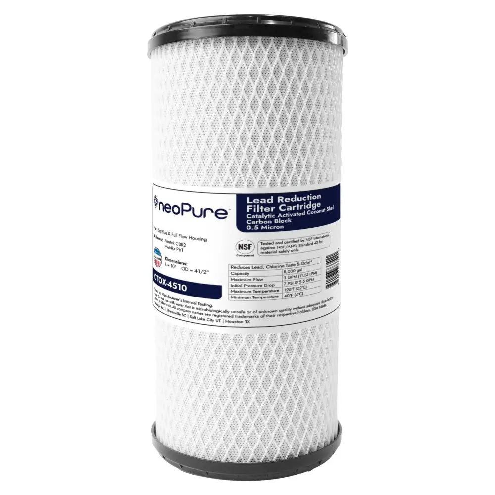 Neo-Pure Ctox-4510 9-7/8" X 4-1/2" Chloramine/Voc/Lead Carbon Block Filter 0.5 Micron 1
