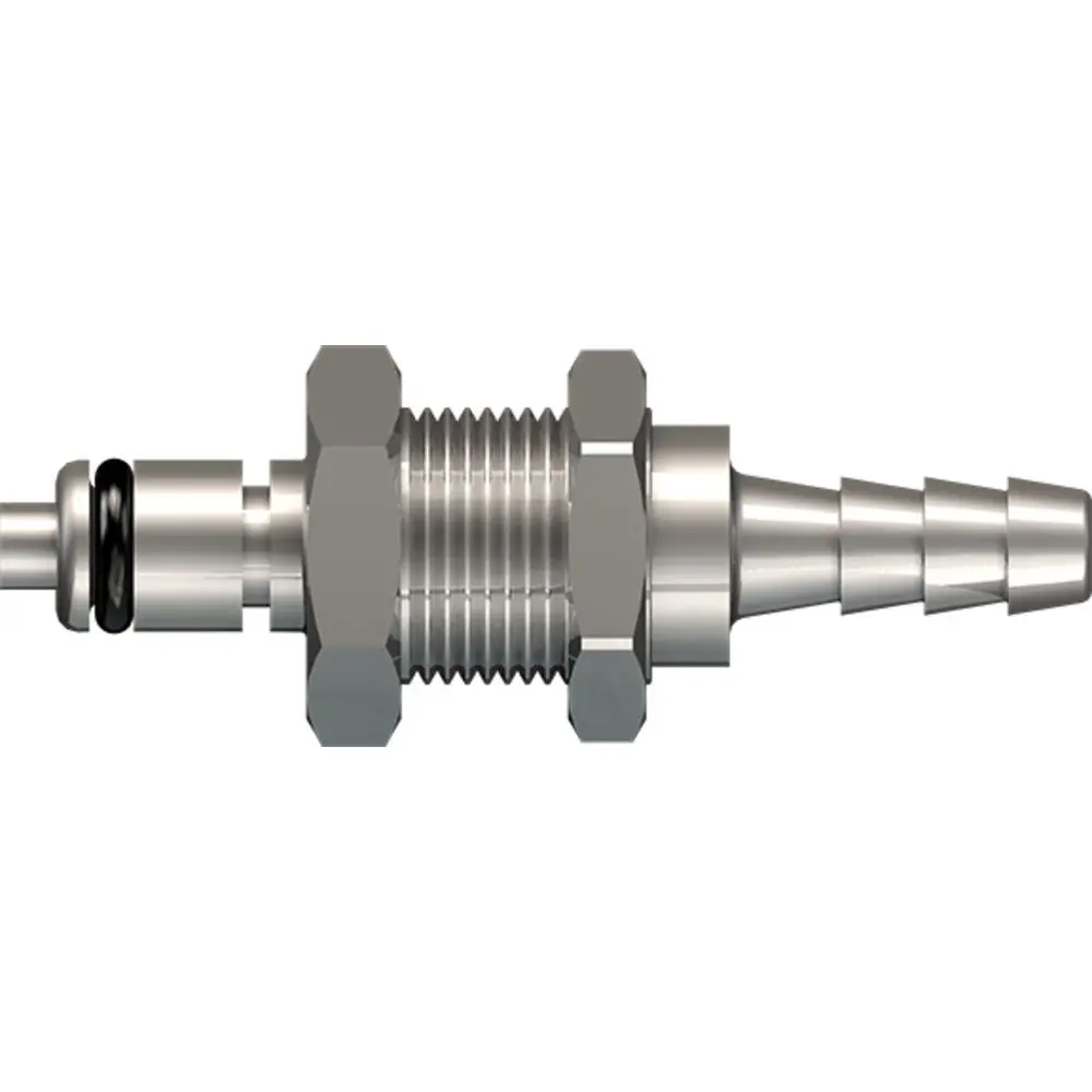 Linktech 20Cb Series Panel Mt. Male, Valved, 3/16" Hb, Chrome Brass, Buna N 1