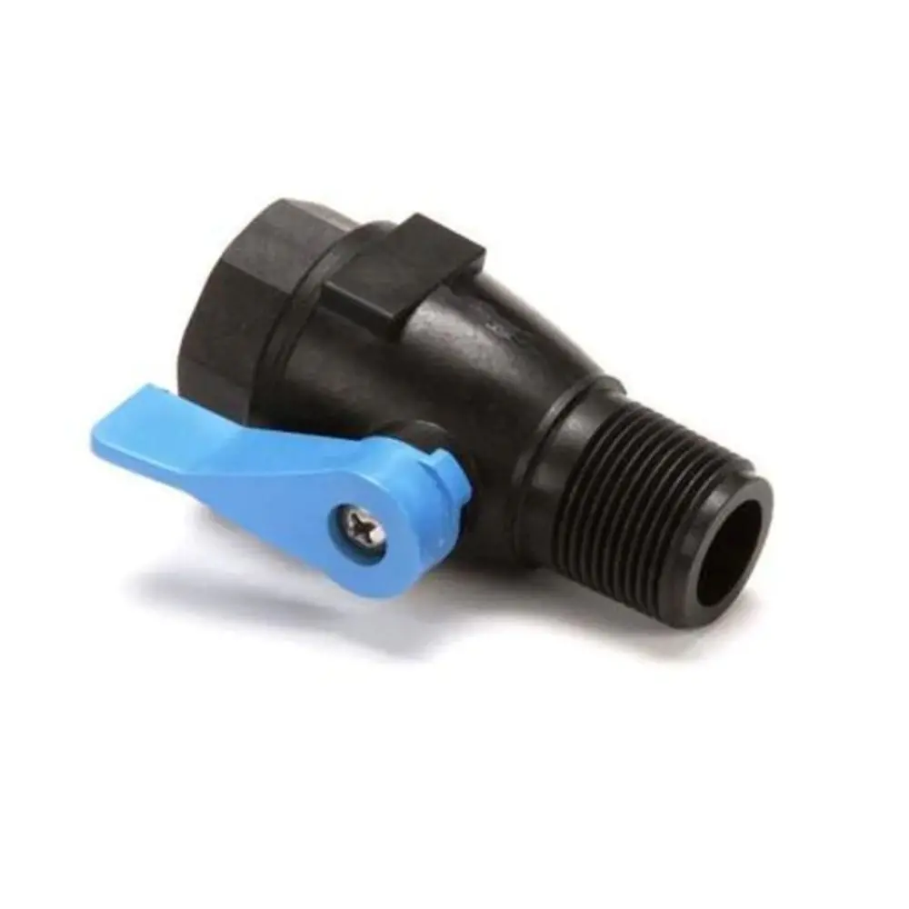 Universal Ball Valve Polypropylene Black With Blue Lever - 3/8" Fnpt X 3/8" Mnpt 1