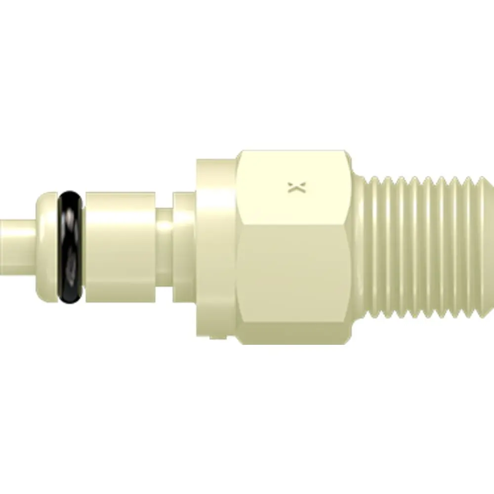 Linktech 20Pp Series Male Thread Male, Valved, 1/8" Npt, Molded Almond Color, Polypropylene, Epdm 1