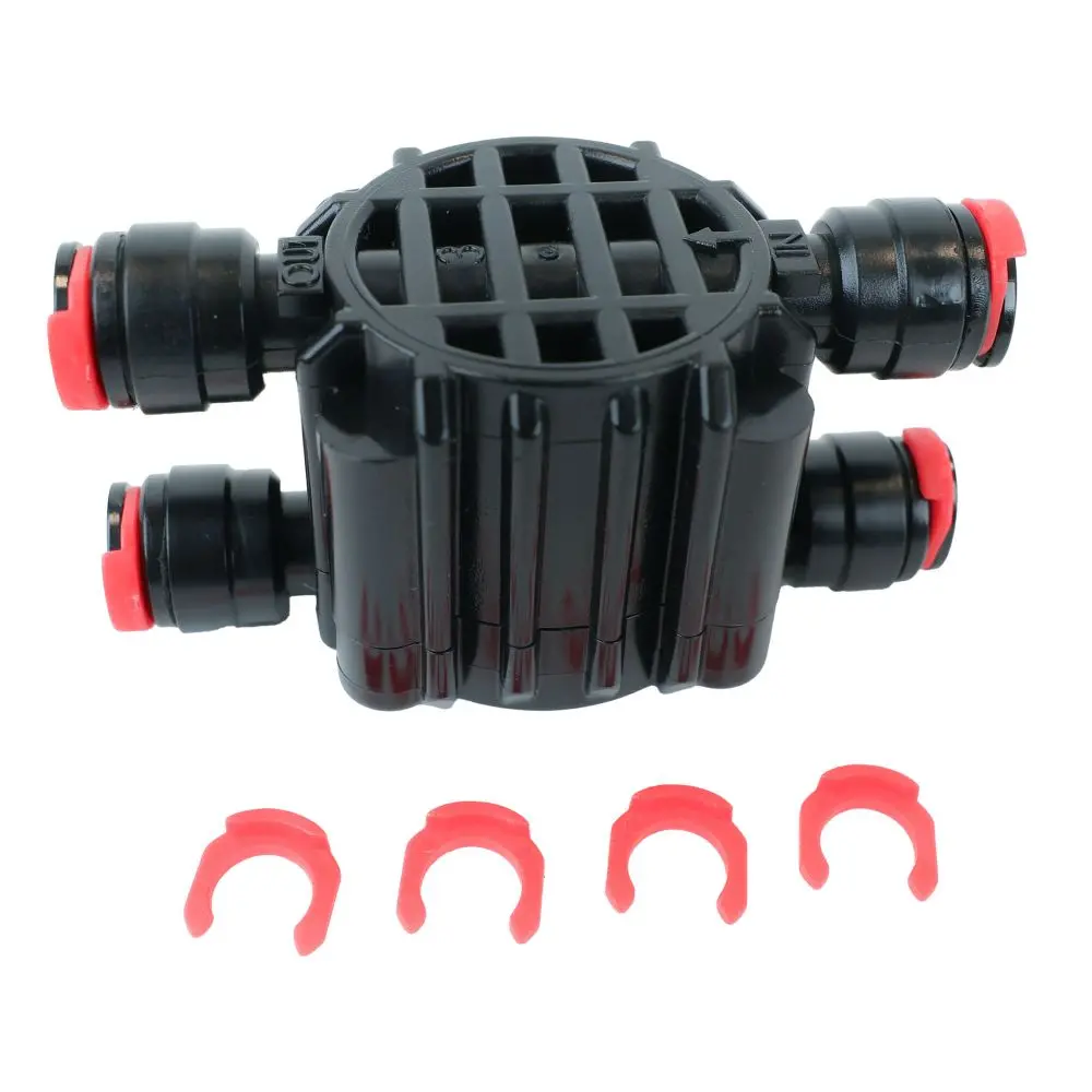 Automatic Shut Off Valve 4 Way 1/4 Qc Locking Clips - Black 1