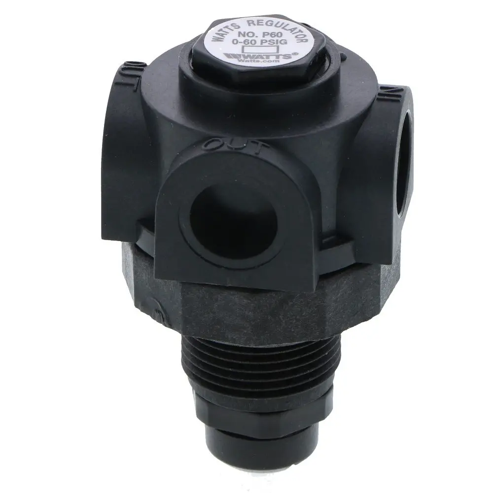 Watts P60 Series Miniature Plastic Water Pressure Regulator - 4 Way - 1/4" Fnpt 0-60 Psi 1