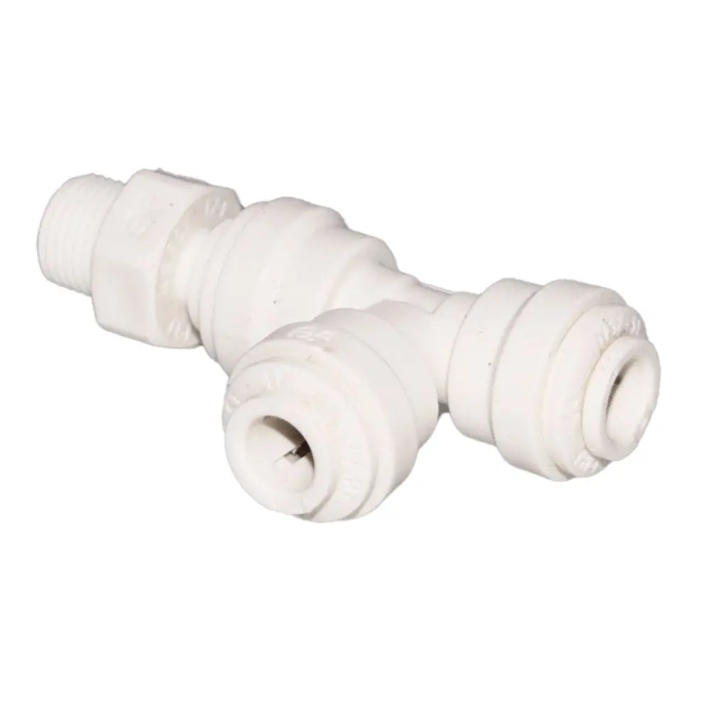John Guest Polypropylene Swivel Male Run Tee - 3/8 X 3/8 Nptf 2