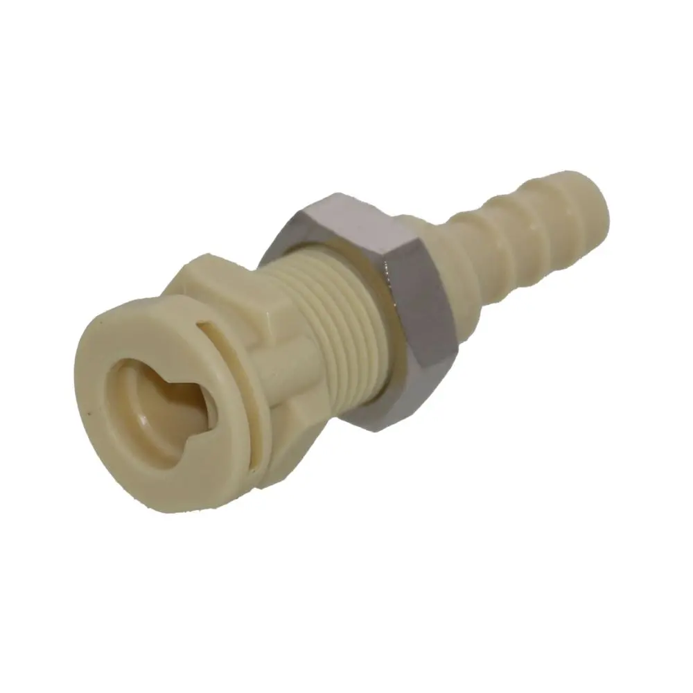 Colder Pmc160412nc 1/4" Hose Barb Non-Valved Panel Mount Polypropylene Coupling Body Without Clips 1