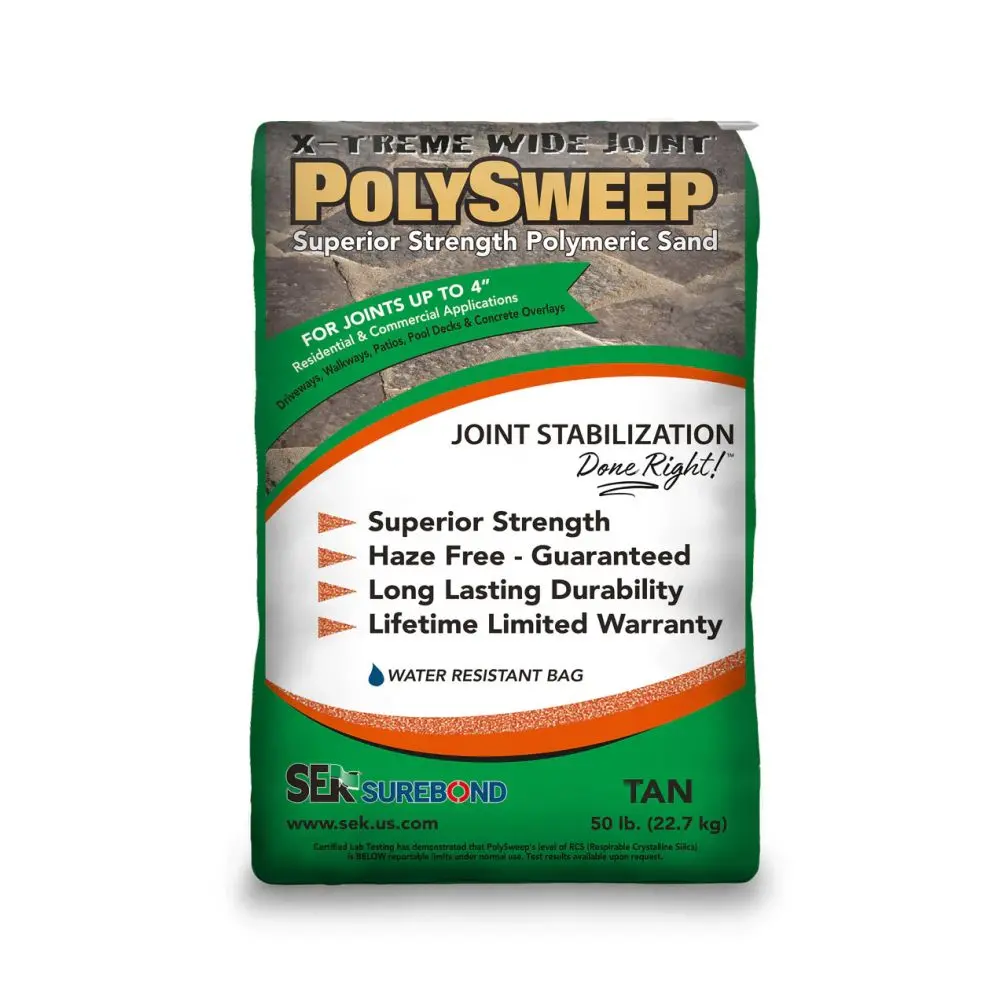 Polysweep Superior Strength Polymeric X-Treme Wide Sand (Joints Up To 4”, 50 Lb Bag) Tan 1