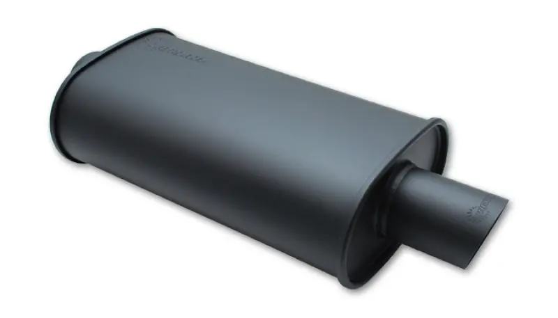 Vibrant Streetpower Flat-Black Oval Muffler – 4" Inlet Id, Single 4" Outlet 1