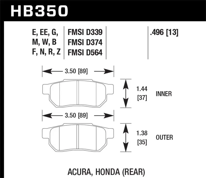 Hawk Dtc-60 Race Brake Pads – Rear, Compatible With 1990–2001 Acura Integra (Excl. Type R) & 1998–2000 Civic Si 1