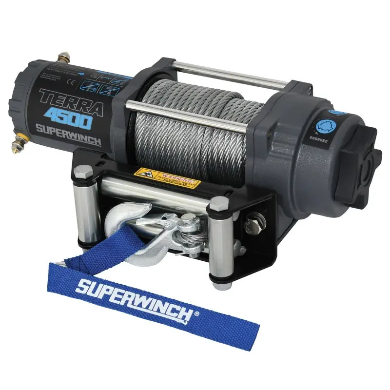 Superwinch Terra 4500 Winch – 4,500Lb Capacity, 12V Dc, 15/64In X 50Ft Steel Cable, Gray Wrinkle Finish 1