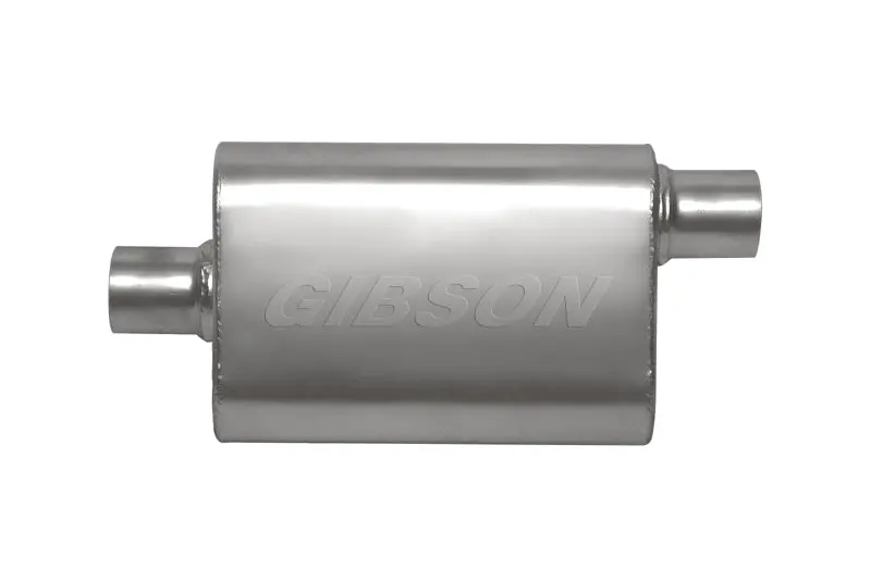 Gibson Superflow Stainless Steel Center/Offset Oval Muffler – 4×9×18 Inches, 2.5-Inch Inlet/Outlet 1