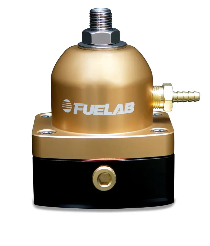 Fuelab Adjustable Inline Fuel Pressure Regulator – 4–12 Psi, Dual -6An Ports, Gold Finish 1