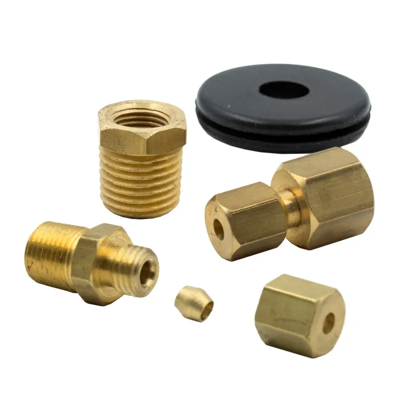 Autometer 1/8" Nptf Compression-To-Line Brass Fitting Kit 1