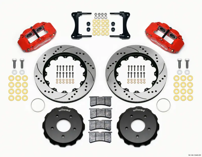 Wilwood Narrow Superlite 4R Front Brake Hat Kit – 14" Diameter, Red Finish, Fits 2007+ Jeep Wrangler 1