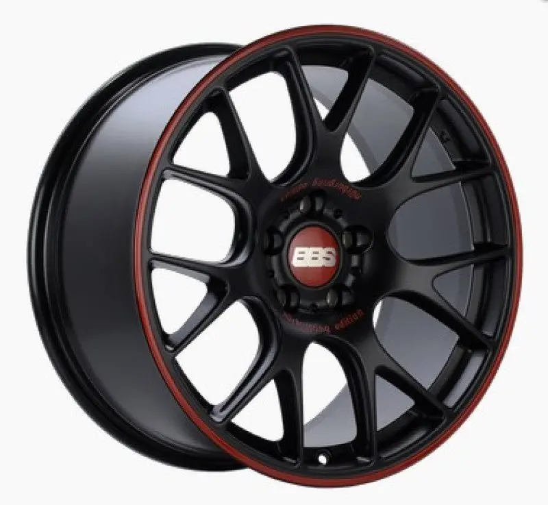 Bbs Ch-R Nürburgring Edition Wheel – 19X8.5", 5X112, Et32, Satin Black With Red Lip (82Mm Pilot Diameter, Clips Required) 1