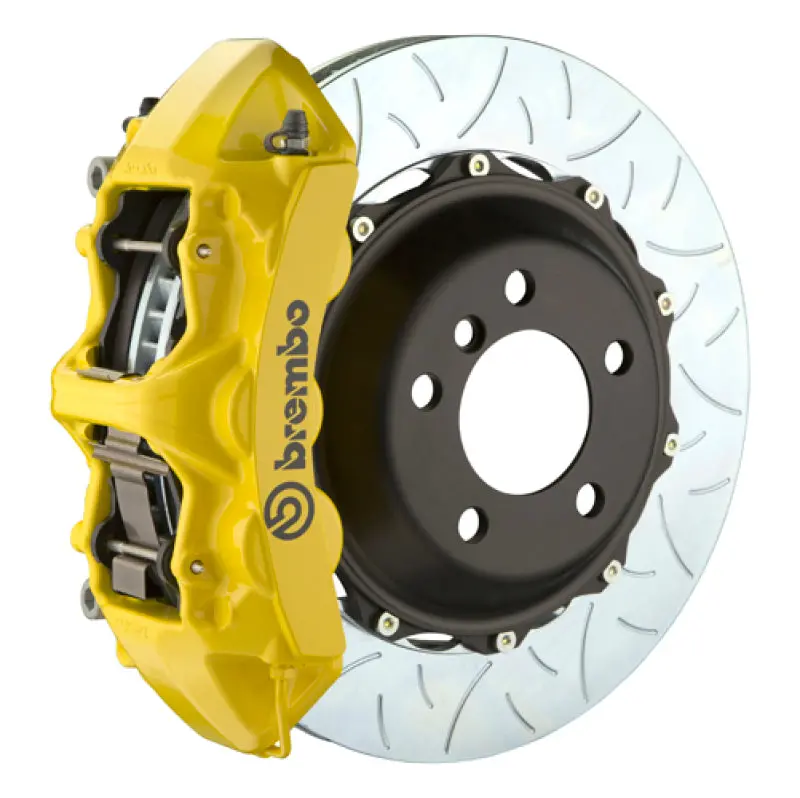 Brembo Gt Big Brake Kit For 2016–2018 Ford Focus Rs – Front, 6-Piston Calipers, 380X32Mm Slotted Two-Piece Rotors, Yellow Finish 1
