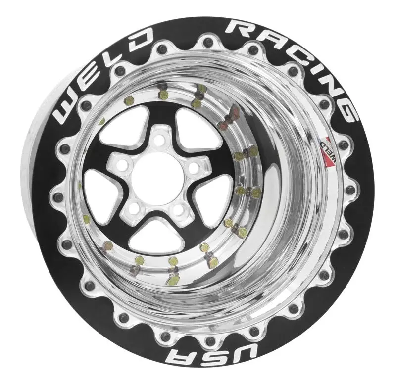 Weld Alumastar 2.0 Polished Beadlock Wheel – 15×10", 5×4.5", 4" Backspace, Black Double Beadlock 1