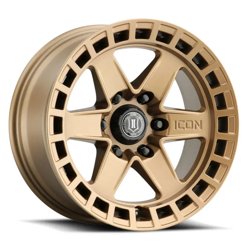 Icon Raider 17X8.5 Satin Brass Alloy Wheel – 6X120 Bolt Pattern, Zero Offset 1