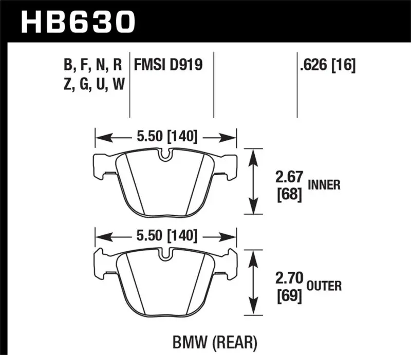 Hawk Er-1 Performance Brake Pads – Rear Axle, 2011 Bmw 1 Series M (3.0L) 1