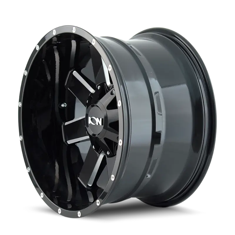 Ion Type 141 Gloss Black Milled Wheel — 18X9 Inch, 8X180 Bolt Pattern, 18Mm Offset, 124.1Mm Hub Bore 1