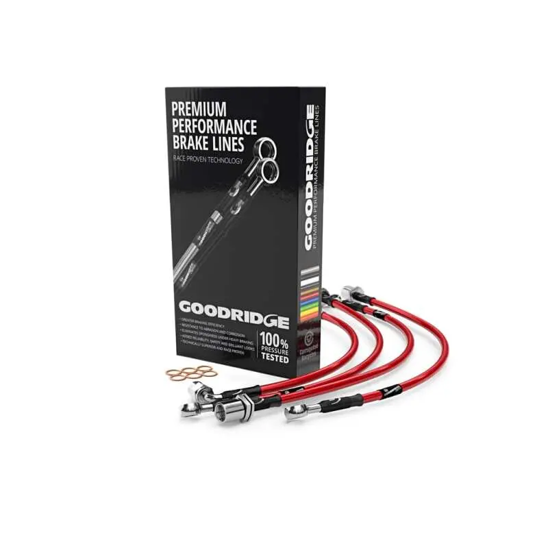 Goodridge 05-14 Ford Mustang (W/Abs) Stainless Steel Brake Lines - Red 1