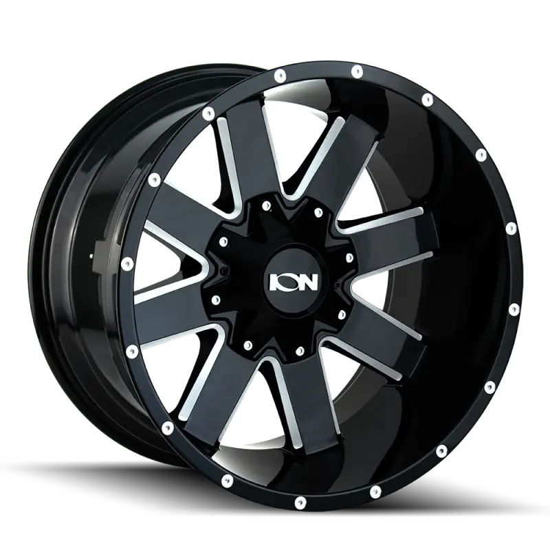 Ion Type 141 Gloss Black Milled Wheel — 18X9 Inch, 8X180 Bolt Pattern, 18Mm Offset, 124.1Mm Hub Bore 2