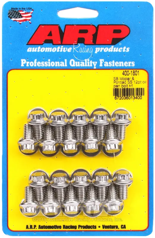Arp Oil Pan Bolt Kit — 12-Point Socket Head, For Mopar And Pontiac Small-Block Engines 1